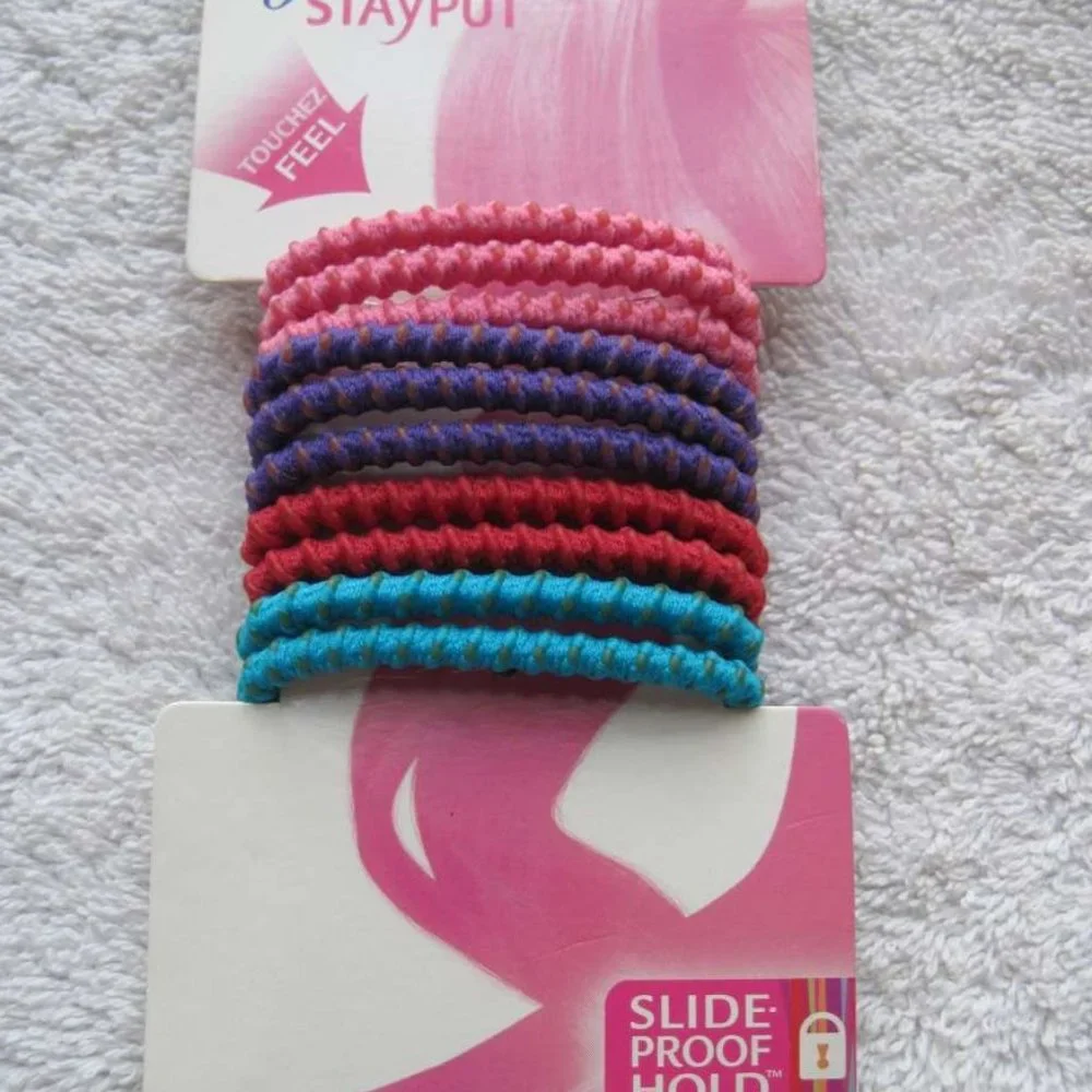 10 Goody Ouchless Stay Put Ponytailer Hair Bands No Metal Elastics Pastel Colors
